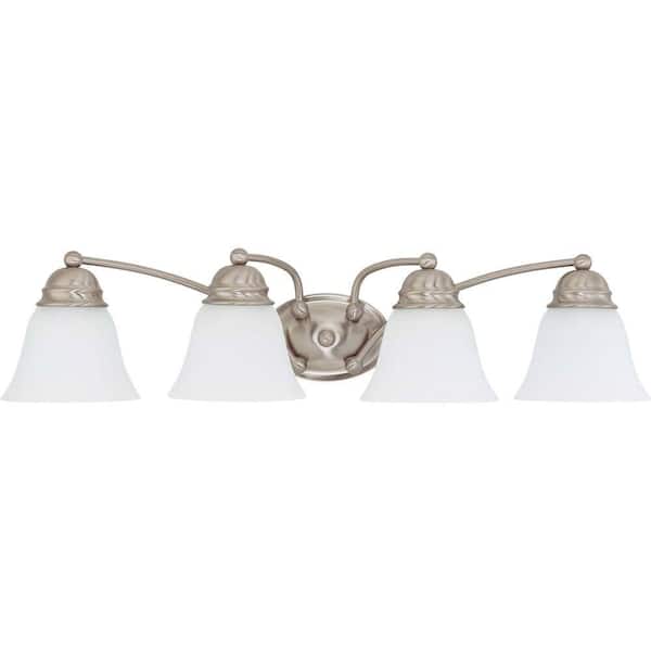 4-Light Brushed Nickel Vanity Light with Frosted White Glass