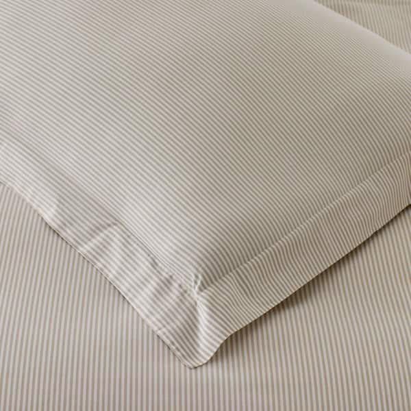 Company Cotton Stripe Yarn-Dyed Tan Cotton Percale Standard Pillowcase (Set of 2)
