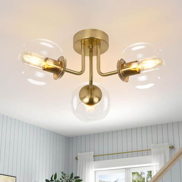 かなでもの　Gold × Glass　Ceiling Light 3 Zevni 3-Light Modern Gold Kitchen Island Chandelier Lighting