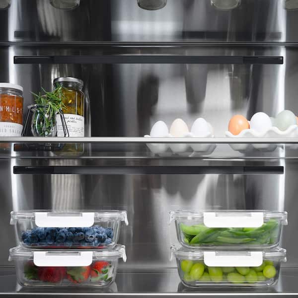 Autograph 36 in. 19.6 cu. ft. Counter Depth Bottom Freezer Refrigerator in White with Stainless Interior and Gold Accent