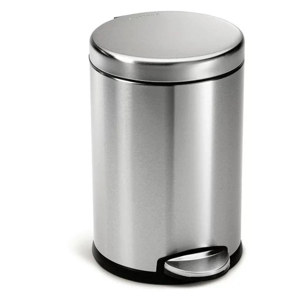 1.2 gal Round Stainless Steel Bathroom Step Trash Can Brushed 187939068 ...