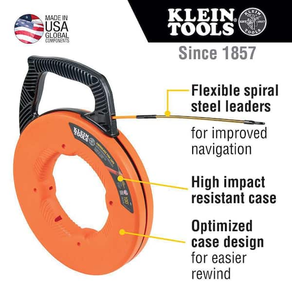 Fiberglass 100 ft. Fish Tape with Spiral Steel Leader