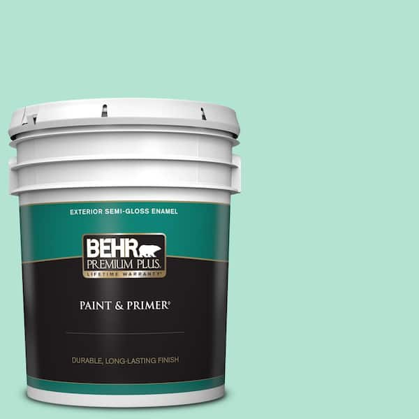 BEHR PREMIUM PLUS 5 gal. #P420-2 Crystal Rapids Semi-Gloss Enamel Exterior Paint & Primer