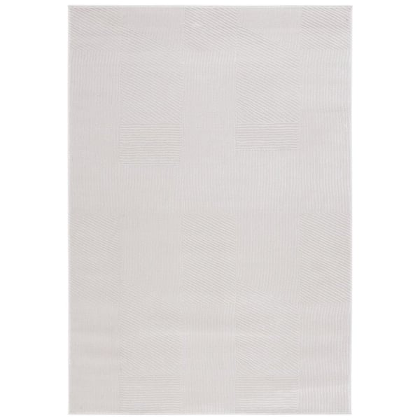 Saylor 10 ft. x 14 ft. Ivory Solid Geometric Striped Area Rug