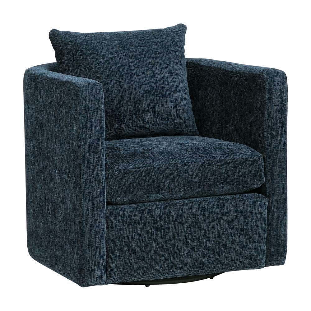 Sheldon Navy Blue Fabric Barrel Chair with Swivel