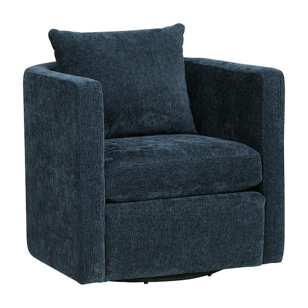 Unbranded Sheldon Navy Blue Fabric Barrel Chair with Swivel