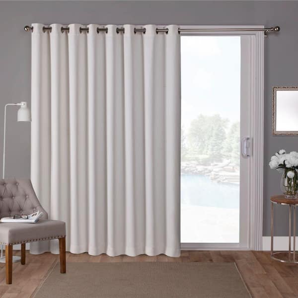 EXCLUSIVE HOME Sateen Patio Vanilla Solid Woven Room Darkening Grommet Top Curtain, 100 in. W x 96 in. L