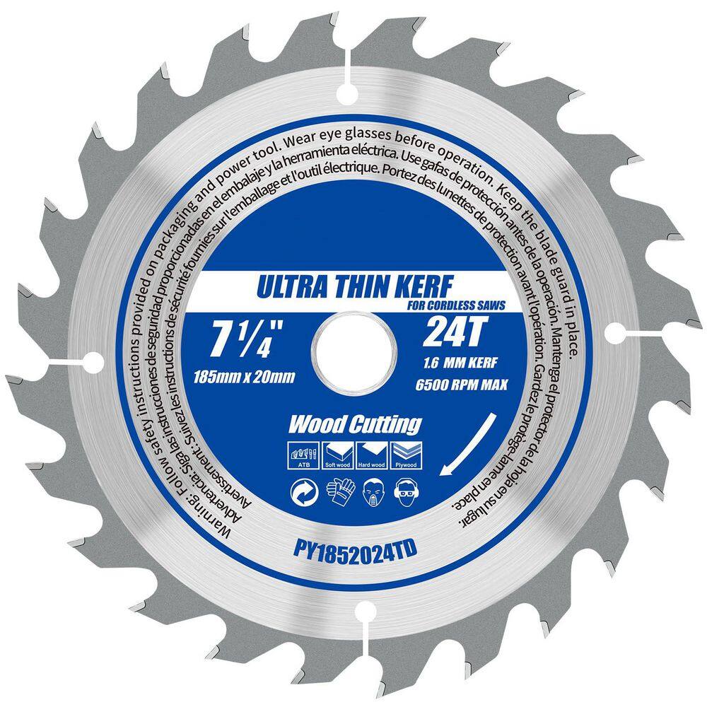 7-1/4 in. 24-Tooth Wood Cutting Tungsten Carbide Circular Saw Blade Fully Hardened Steel Power Tool Accessory price history on PriceWatchPro