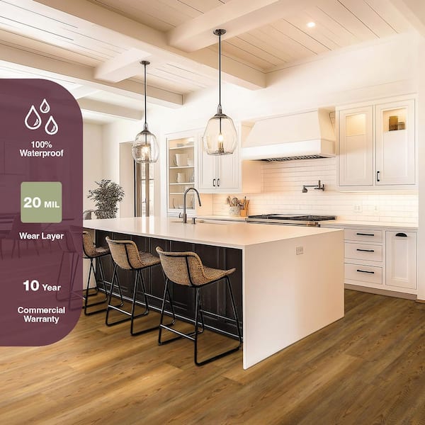 Lone Mountain 20 MIL x 7 in. x 48 in. Rustic Brown Click Lock Waterproof Luxury Vinyl Flooring (21.42 sq. ft./Case)