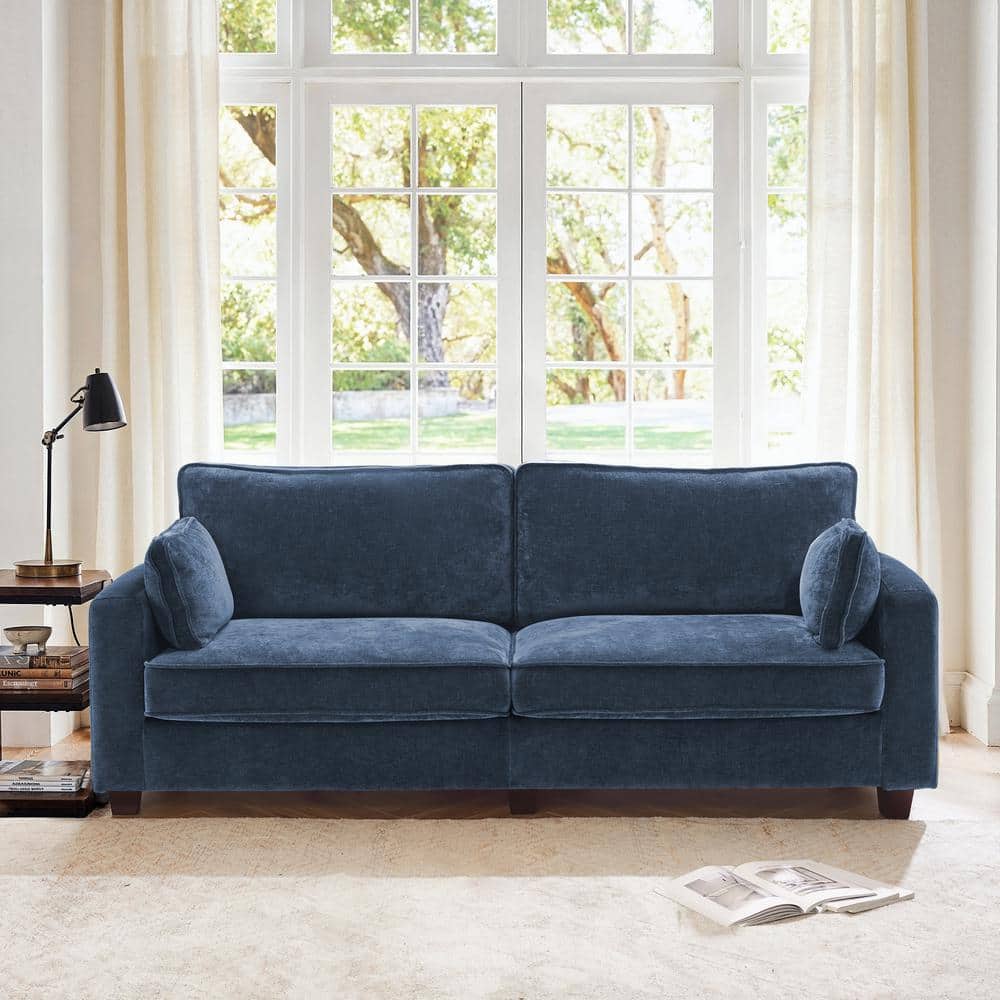 80 in. W. Straight Arm Chenille Couch Rectangle Sofa Upholstered Loveseat in Blue price history on PriceWatchPro