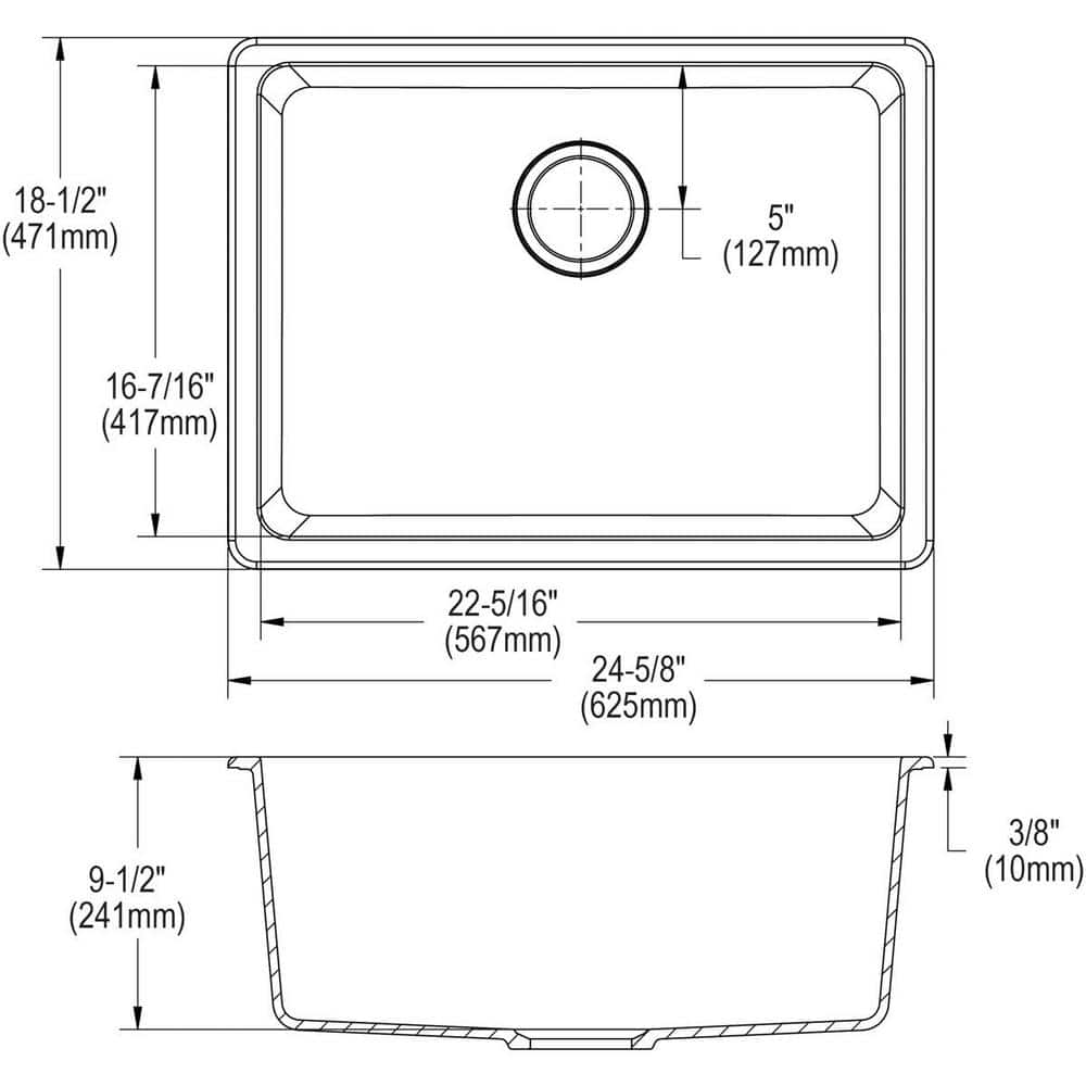 Matte Black Quartz Single Bowl Undermount Kitchen Sink
