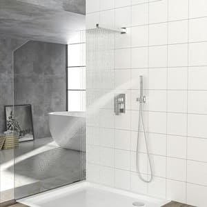 Dual Handle 2-Spray Shower Faucet 12 Inch.Square Shower System with Rough-in Valve in Chrome