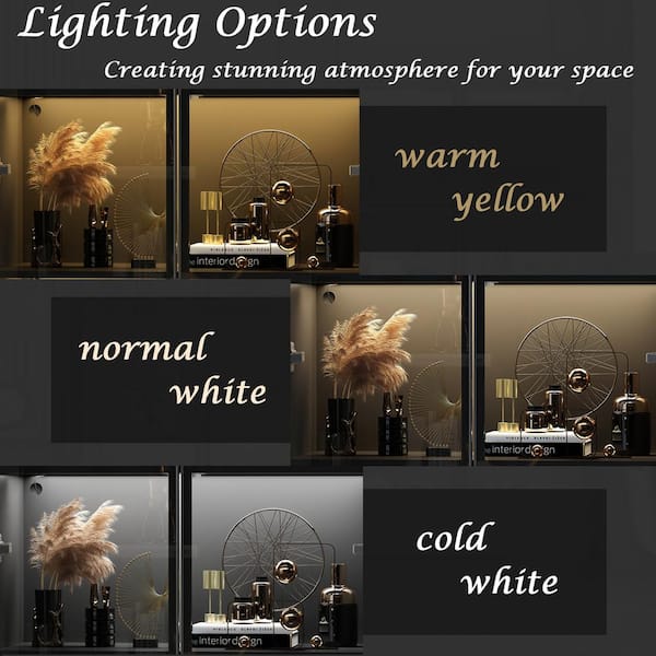 FUFU&GAGA Black Wood 31.5 in. W Display Cabinet With Pop up