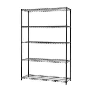 Black Anthracite 5-Tier Steel Wire Shelving Unit (48 in. W x 72 in. H x 18 in. D)