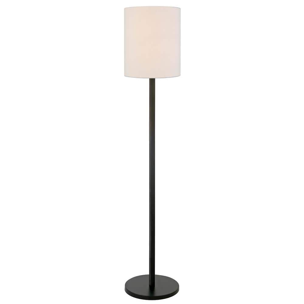 Braun 62" Blackened Bronze Floor Lamp with White Drum Shade