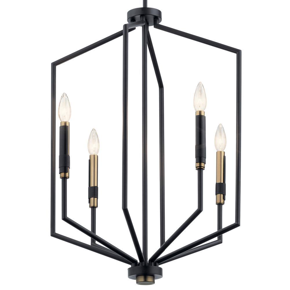 Armand 27" Black and Bronze 4-Light Foyer Pendant