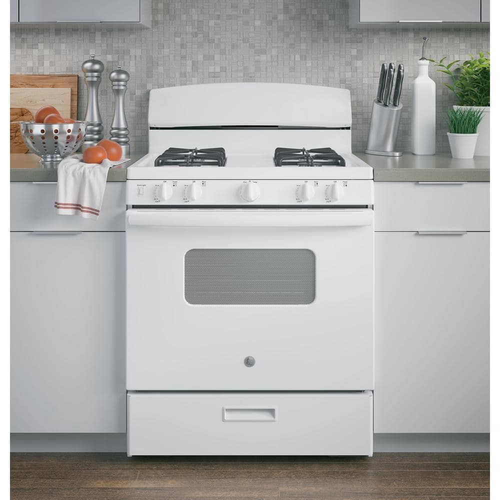 30" White Freestanding Gas Range with 4.8 cu. ft. Oven