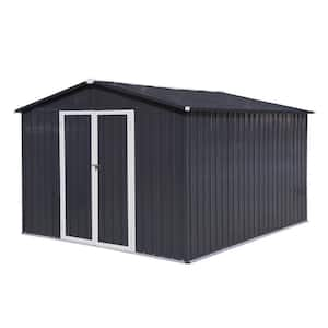 10 ft. W x 12 ft. D Dark Gray Metal Shed with Double Door and Vents (120 sq. ft.)