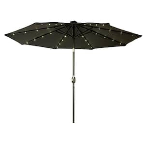 9 ft. Deluxe Solar Powered LED Lighted Patio Market Umbrella (Black)