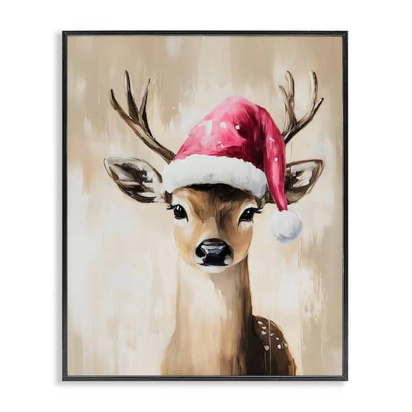 Baby Christmas Deer by Arlington Prints 1-Piece Black Framed Giclee Animal Art Print 20 in. x 16 in.