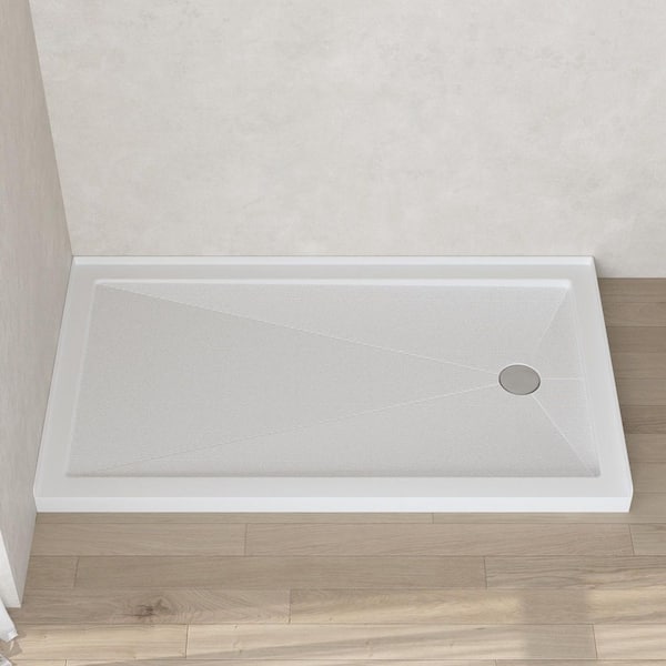 DEERVALLEY 60 in. L x 34 in. W Alcove Shower Pan Base in White with Right Drain