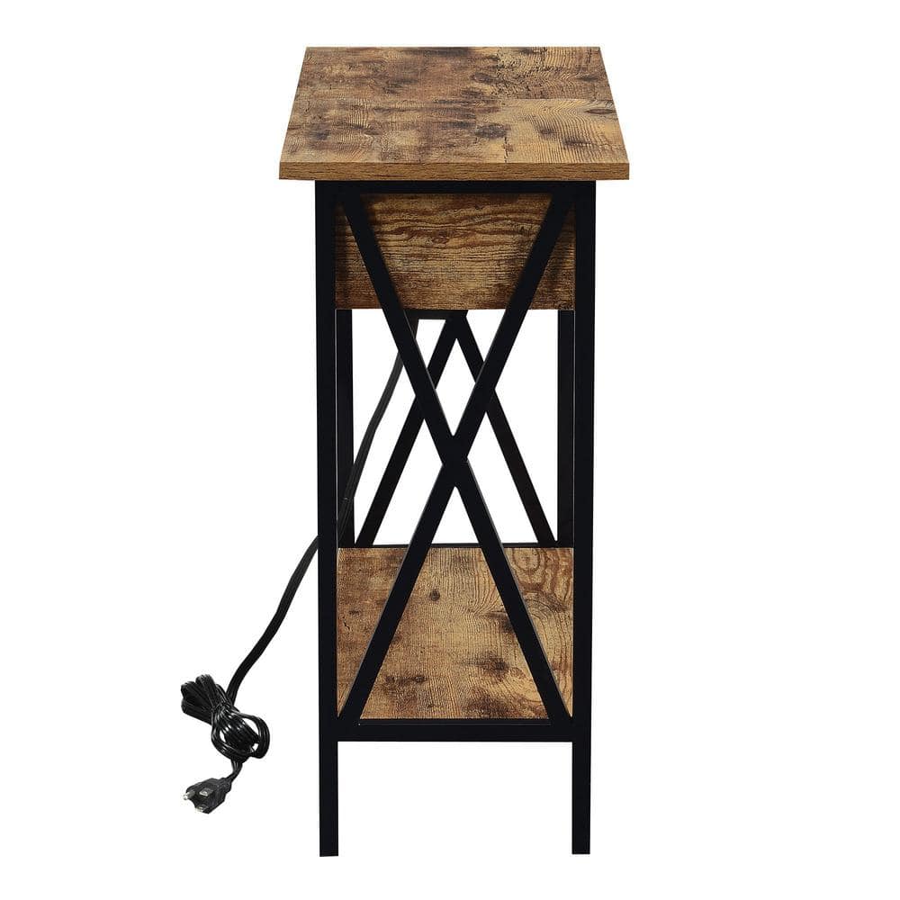 Barnwood Black 24" Wood Metal End Table with Storage