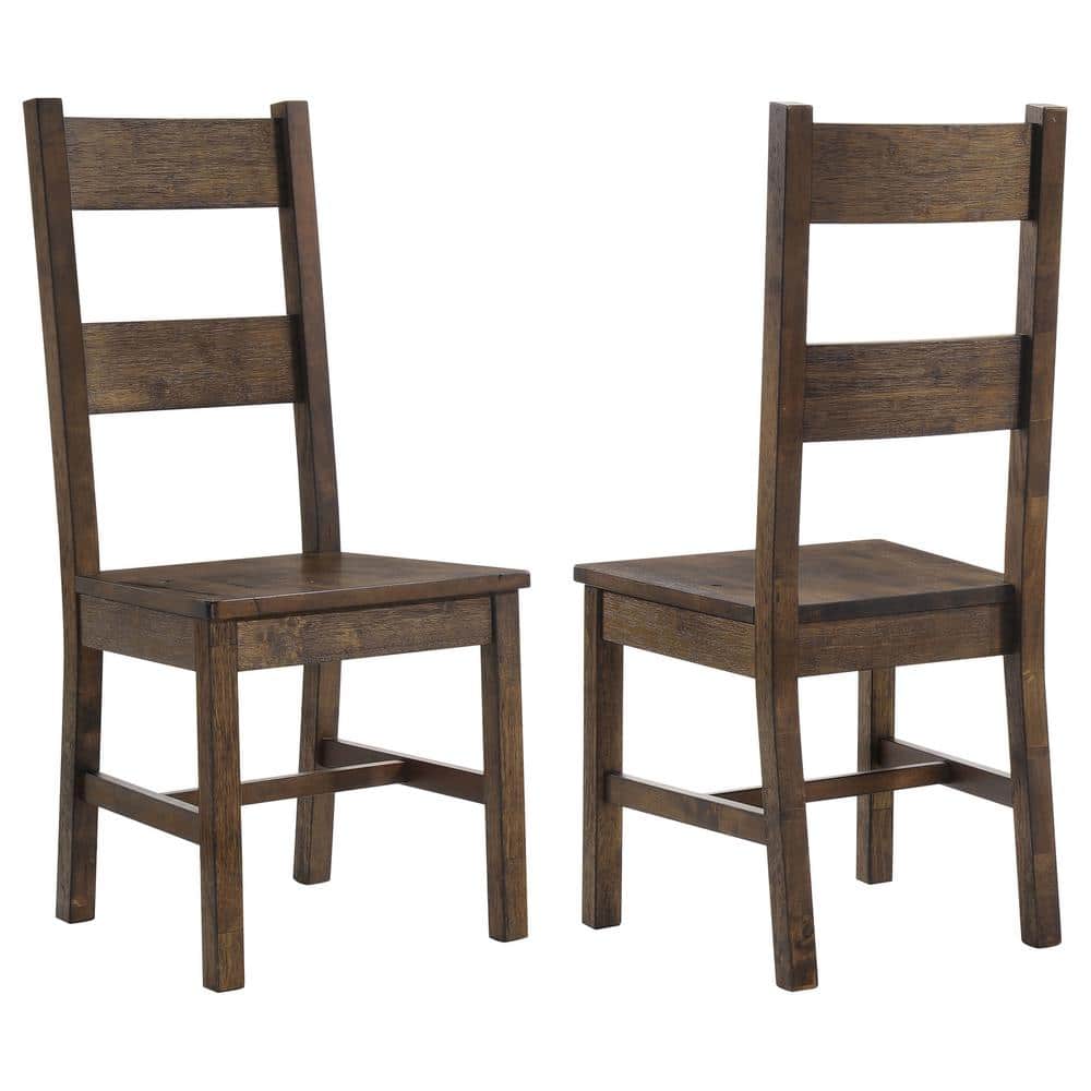 Rustic Golden Brown Wooden Ladderback Side Chair