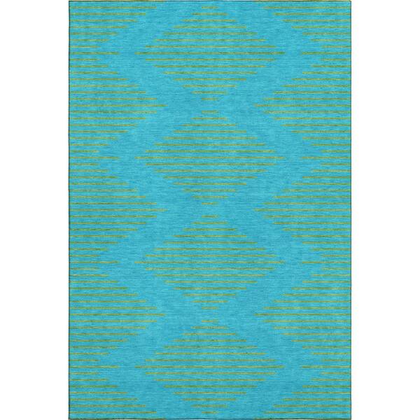 Mayfield Premium Machine Washable Abstract AMF1017 Aqua 10 ft. x 14 ft. Area Rug