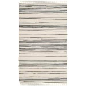 Rag Rug Ivory/Gray Doormat 2 ft. x 3 ft. Striped Area Rug