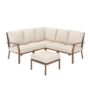 Geneva 6-Piece Brown Wicker Outdoor Patio Sectional Set with Bare Cushions Included