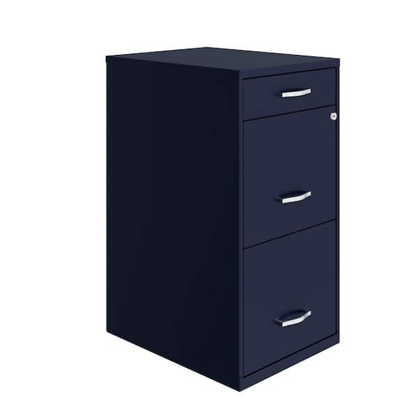 Space Solutions 18 in. D 3-Drawer Metal Letter Width 14.25 in. W Vertical File Cabinet File-File-Pencil, Navy