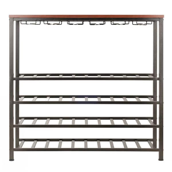 Dracelo 40-Bottles Antique Wine Rack (with Glass Hooks)