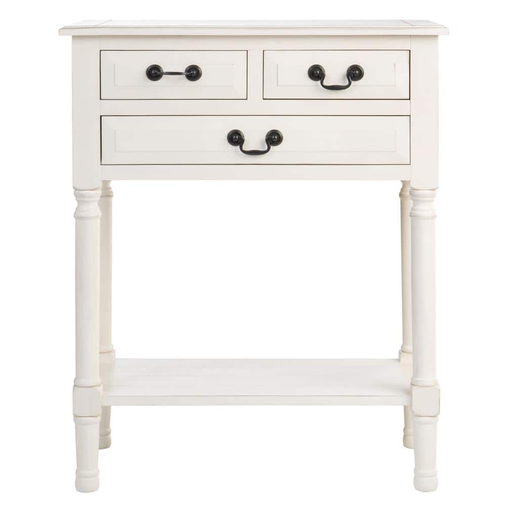 Primrose Distressed White Metal & Wood Console Table with Storage