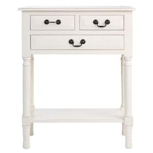 Primrose 13 in. Distressed White Rectangle Wood Console Table with Drawer