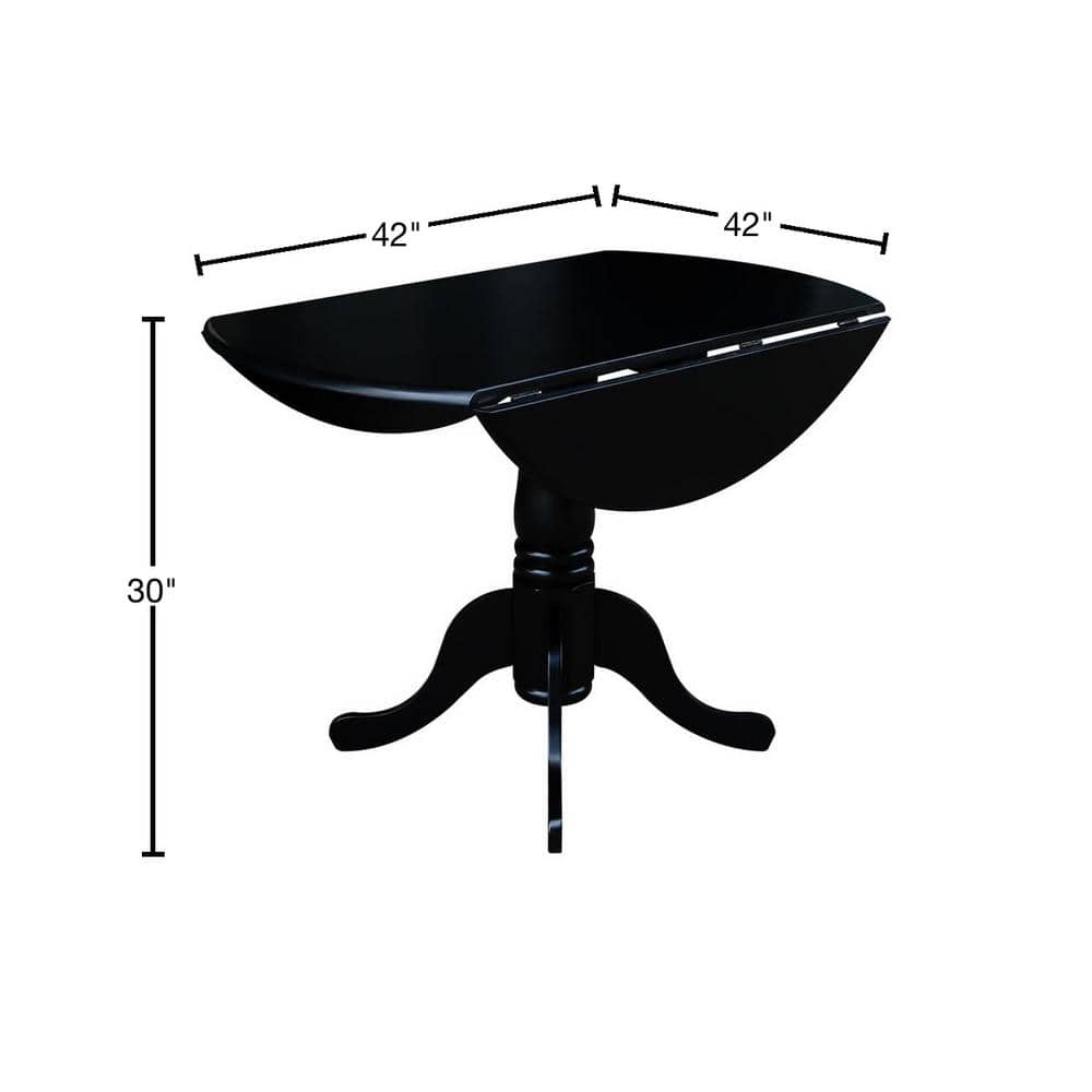 Casual Contemporary 42" Black Round Wood Extendable Dining Table