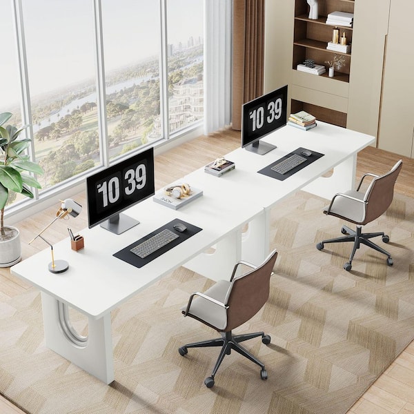 BYBLIGHT 70.9 in. Rectangular White Engineered Wood Modern