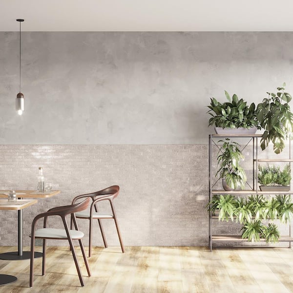 Virtuo Agata Gray 1.45 in. x 9.21 in. Polished Crackled Ceramic Subway Wall Tile (4.65 sq. ft./Case)