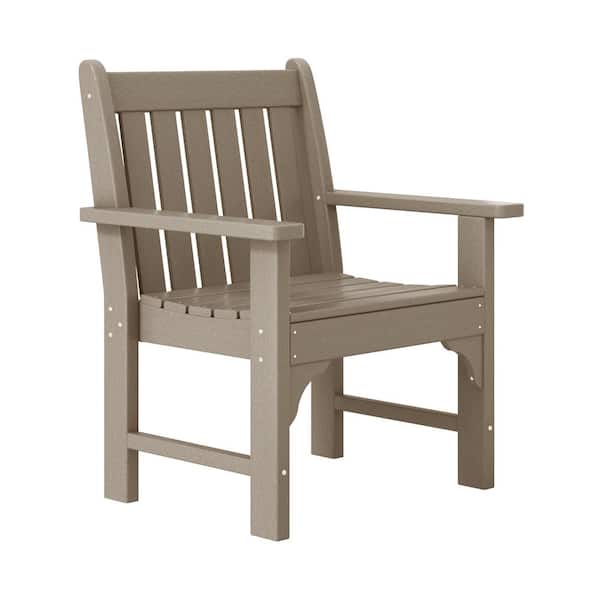 WESTIN OUTDOOR Laguna Outdoor Patio Weather Resistant Poly Plastic Garden Arm Chair in Weathered Wood