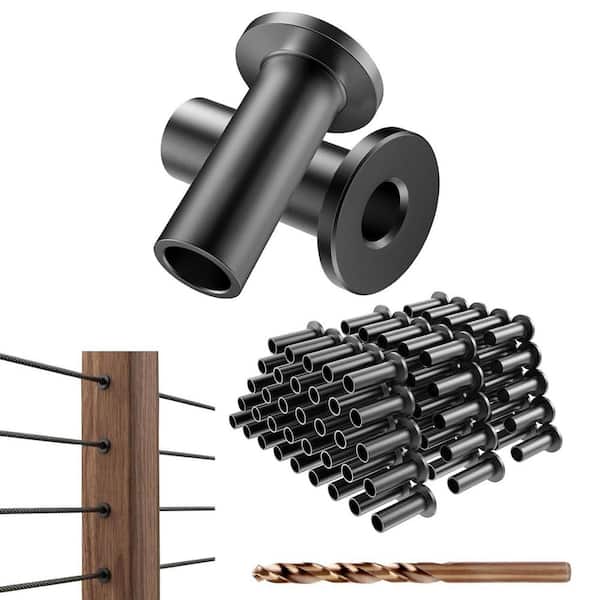 120 Pack Black Stainless Steel Protector Sleeves for 1/8 Deck Cable Railing with T316 Marine Grade Coating