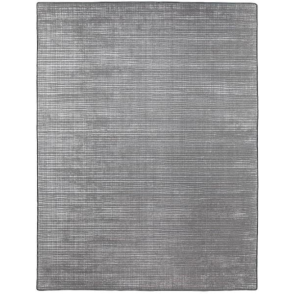 Simpli Home Paynes Silver 8 ft. x 10 ft. Rectangle Solid Pattern Wool Viscose Runner Rug