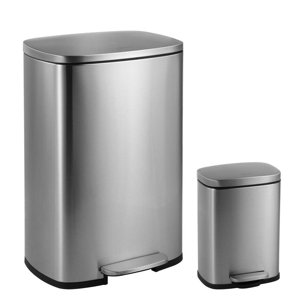 happimess Connor Rectangular 13 Gal. Stainless Steel Trash Can