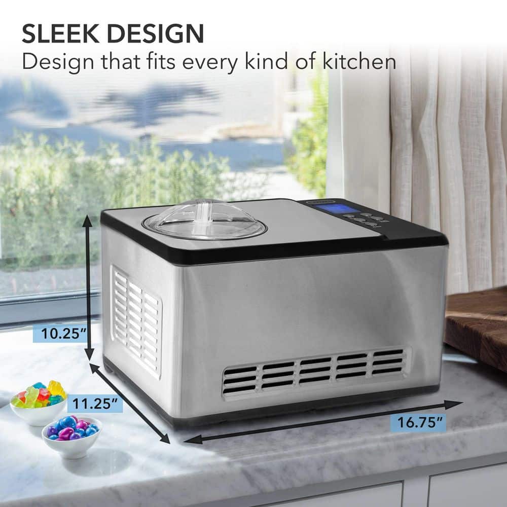 Stainless Steel 2 Quart Automatic Ice Cream and Yogurt Maker