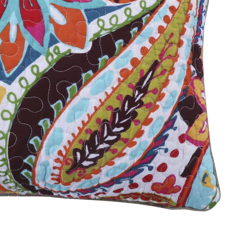 Vibrant Ikat Paisley 14x18in Multicolor Decorative Pillow
