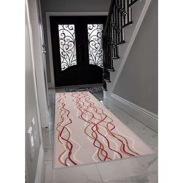 Pet Collection Bones & Paws Cut to Size Beige 26 Width x Your Choice Length Custom Size Slip Resistant Runner Rug