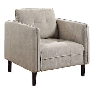 Taupe Chenille Accent Chair with Biscuit Tufting