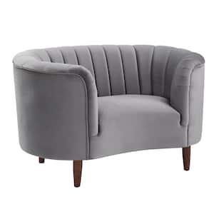 Millephri Gray Velvet Arm Chair