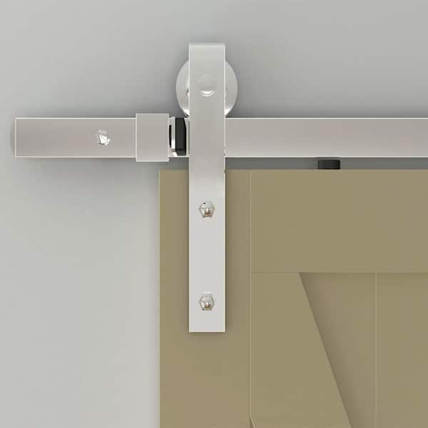 Quiet Glide 96 in. Chrome Hook Strap Sliding Barn Door Hardware and Track Kit