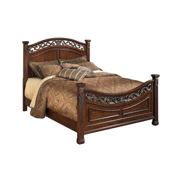 Aza Traditional Brown Wood Frame King Size Platform Bed