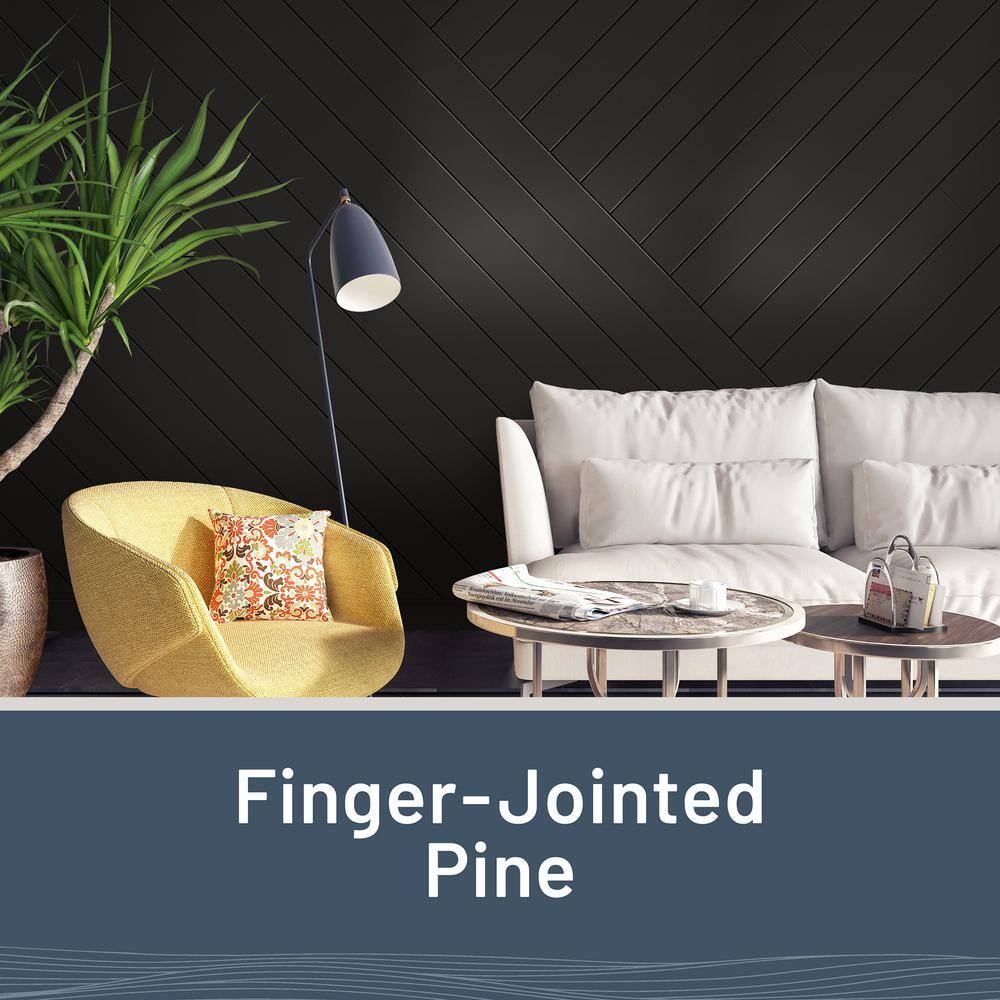 Midnight Black Smooth Pine Shiplap Panels, 96'' x 5.25''