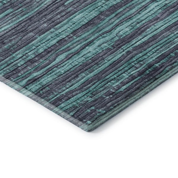 Mayfield Premium Machine Washable Abstract AMF1846 Teal 2 ft. 3 in. x 7 ft. 6 in. Runner Rug